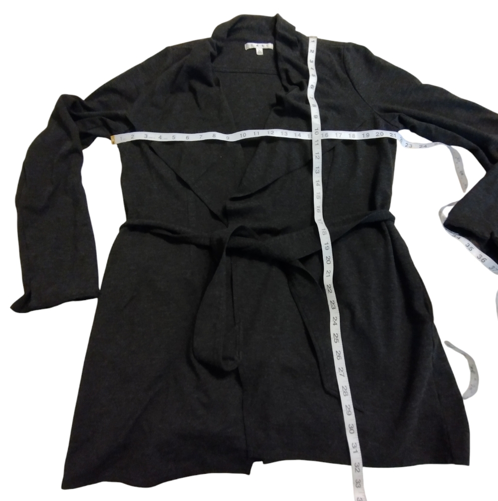 EUC Beautiful Black tie open front great cardigan jacket with pockets Size Large - Picture 4 of 6
